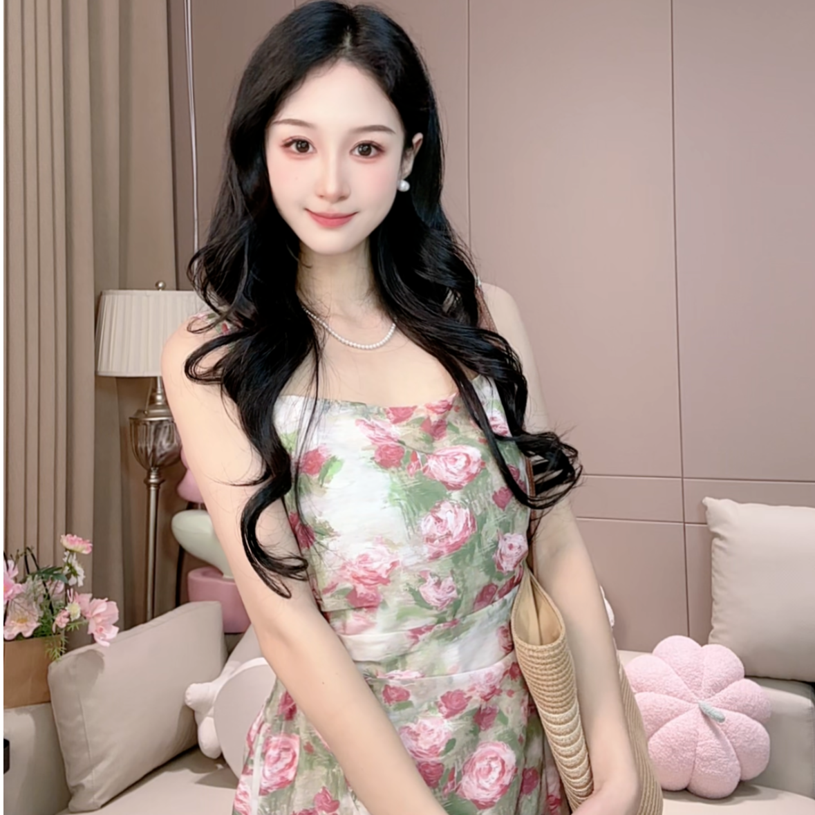 【紫色碎花】女装收腰碎花连衣裙春夏气质显瘦气质甜美长裙