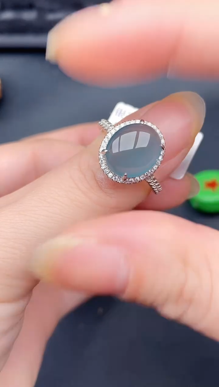 银S925镶嵌戒指翡翠天然a货翡翠161