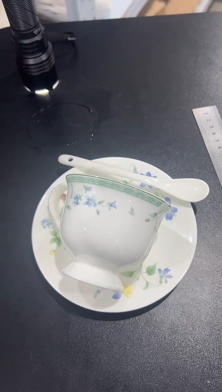 杯子骨瓷（简装）高脚咖啡杯碟一套+小勺