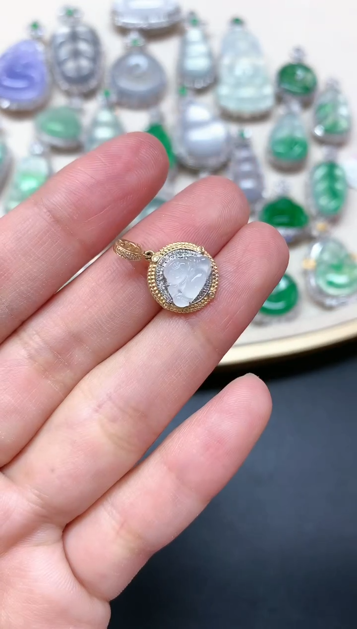 【闪购商品】翡翠耳饰18K金镶嵌A3|980