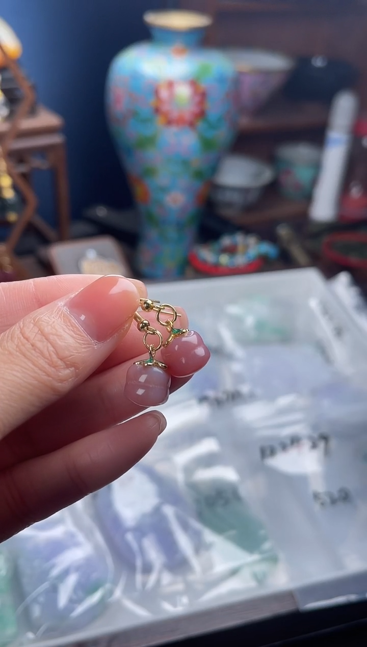 银S925镀金镶嵌耳坠玛瑙/玉髓菁*，114号