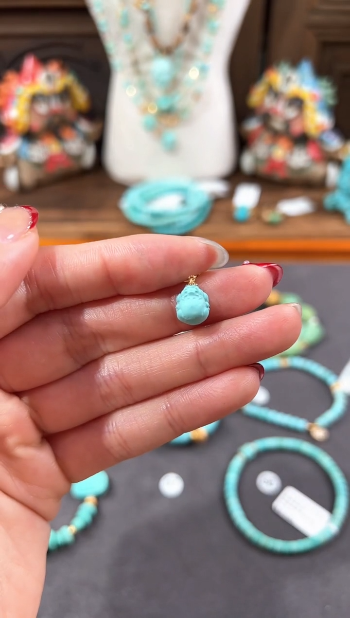 【闪购商品】绿松石提溜18K金镶嵌绿松石提溜