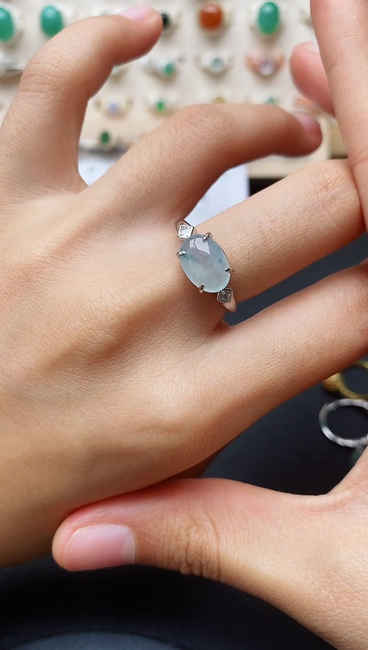 【闪购商品】翡翠戒指银S925镶嵌缅甸翡翠