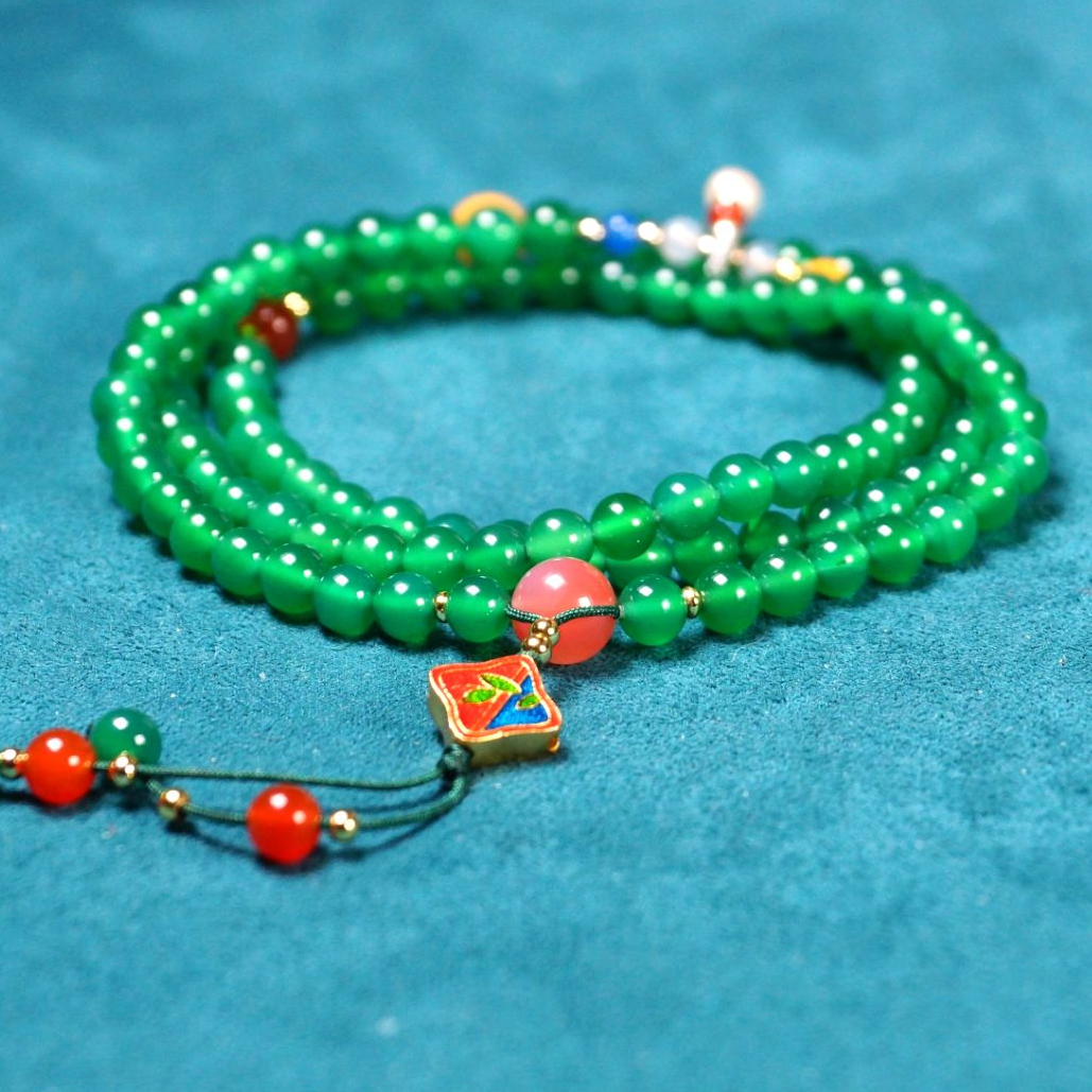 绿玛瑙多圈手链 原创时尚饰品