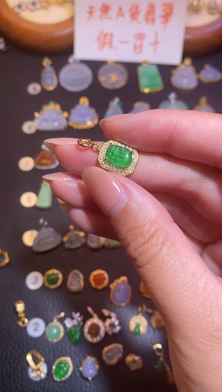 颈饰银S925镶嵌翡翠a货翡翠