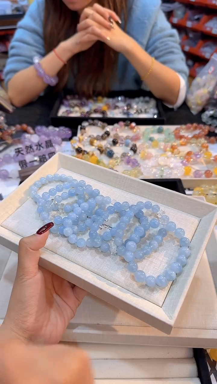 合成（培育）海蓝宝石未镶嵌001/手串多样性发其一/10