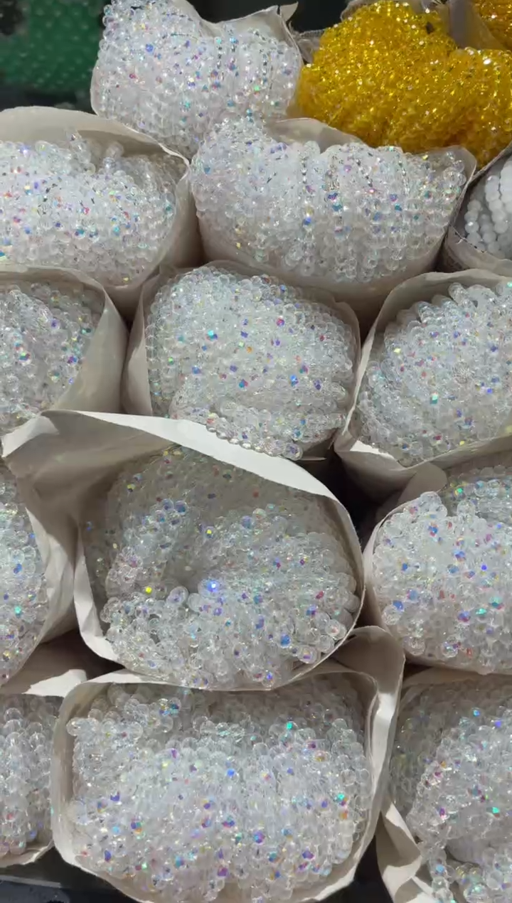 玻璃30170卡6水晶扁10条进口彩白