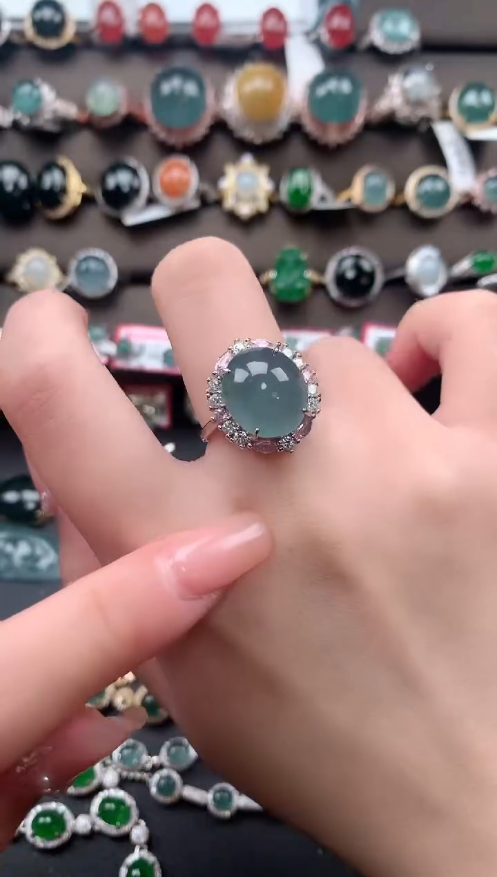 【闪购商品】翡翠戒指银S925镶嵌5124