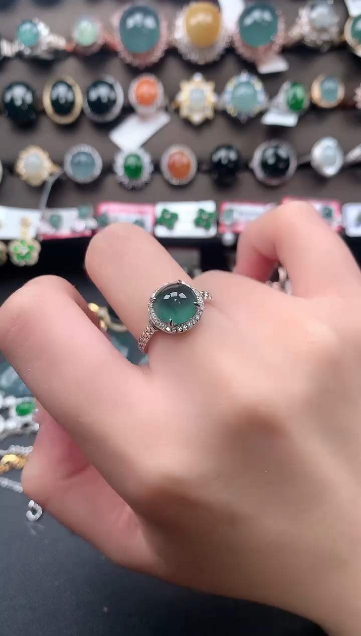 【闪购商品】翡翠戒指银S925镶嵌62141