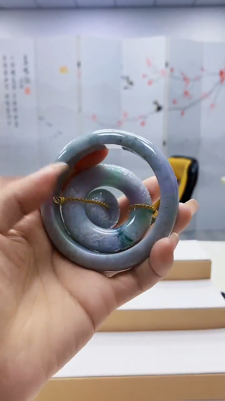 未镶嵌定制翡翠3495ty-毛货手镯+挂件（圈口58）32