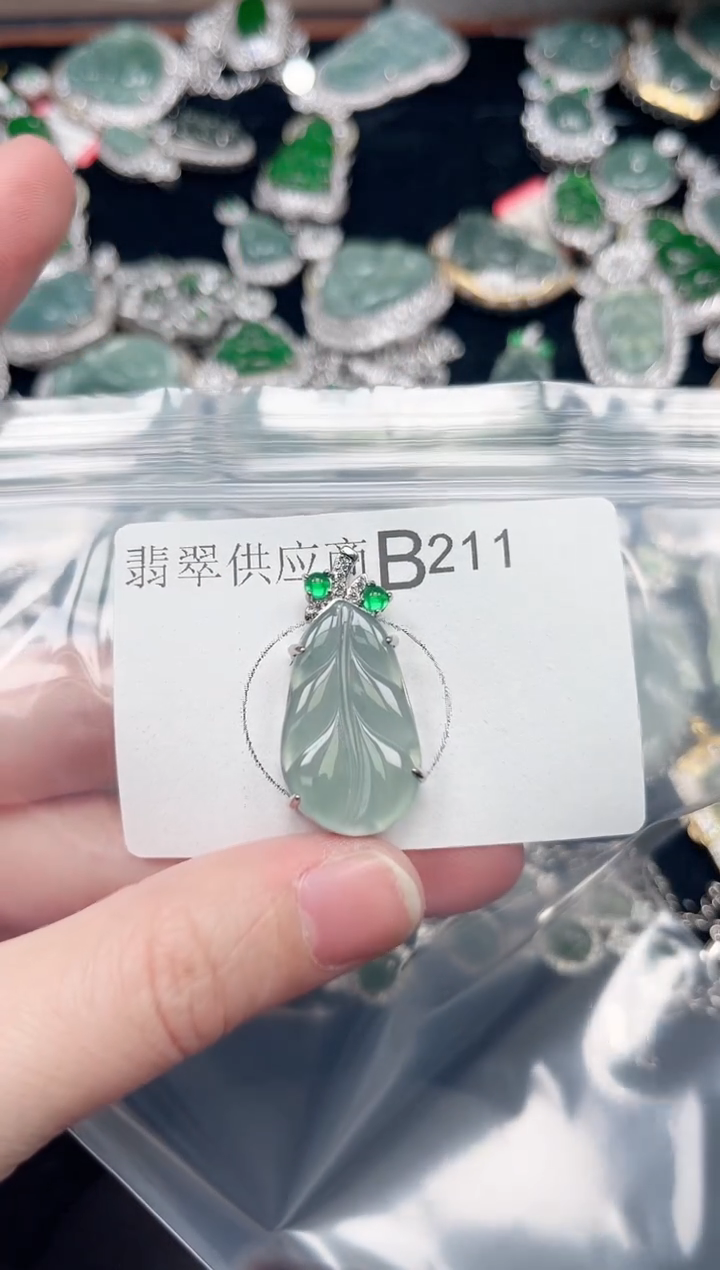 翡翠未镶嵌颈饰赠皮绳211
