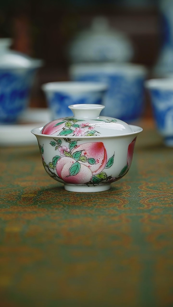 【闪购商品】杯平生一盏柴窑胎老粉彩岩茶盖碗90cc