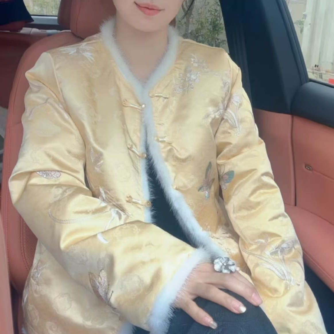 【和光同尘】双面穿新款刺绣水貂毛新中式国风双面保暖女士外套0339