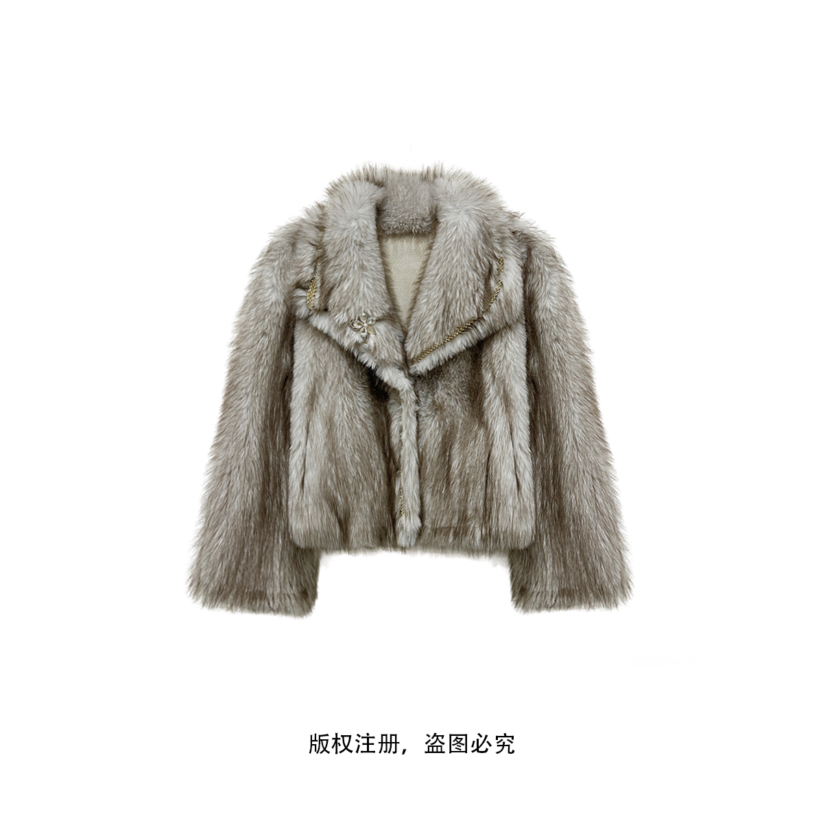 新款高级感轻奢气质显瘦毛毛翻领外套女25012018