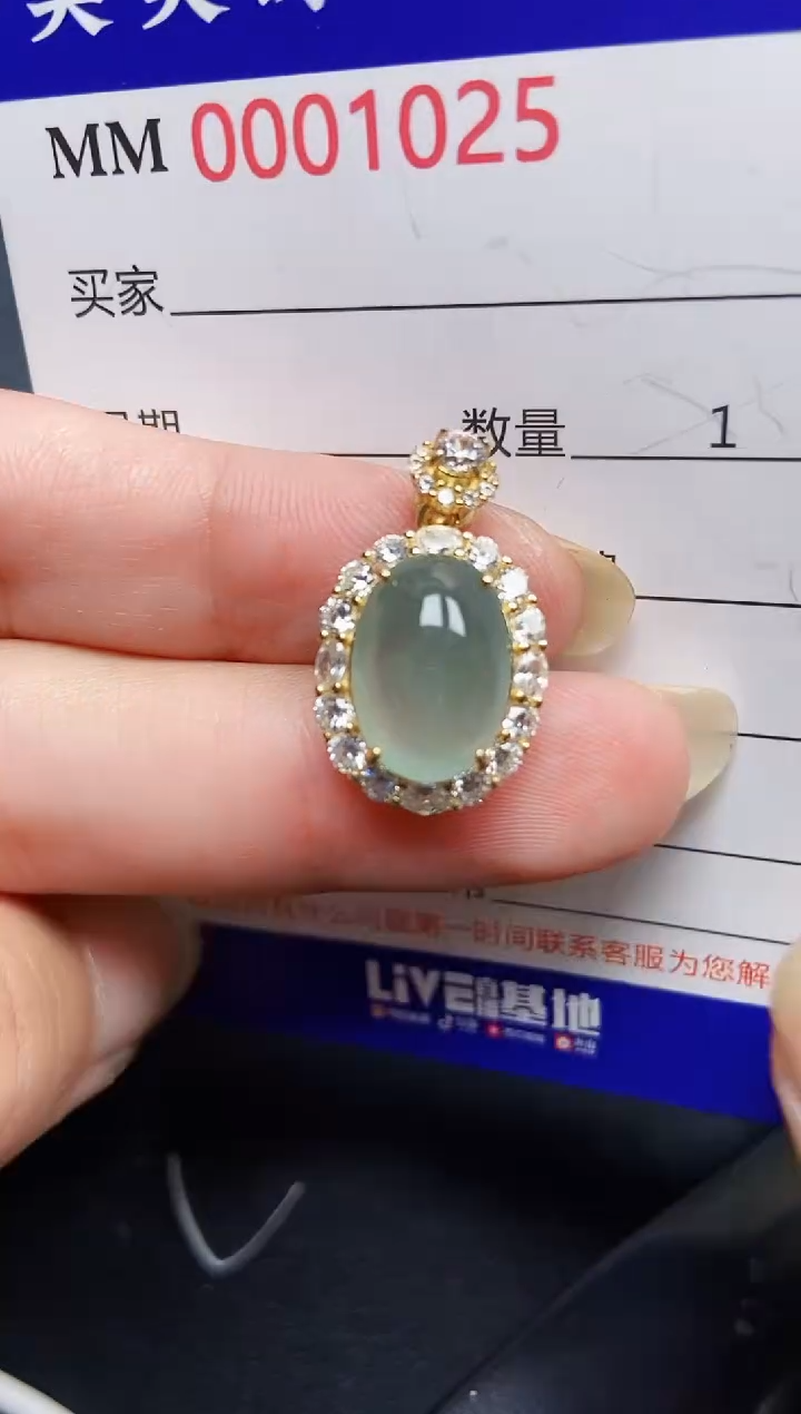 翡翠银S925镶嵌颈饰1025