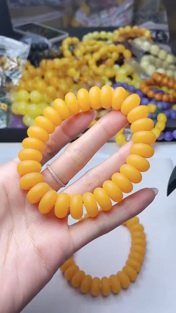 未镶嵌蜜蜡手链66  k14mm算盘