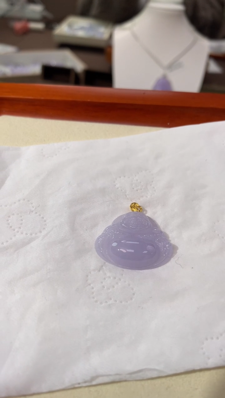 【闪购商品】翡翠颈饰18K金镶嵌天然缅甸a货翡翠