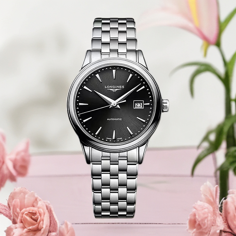 99新 Longines/浪琴 仁智女表/全套军旗/30表径自动机械/经典黑盘
