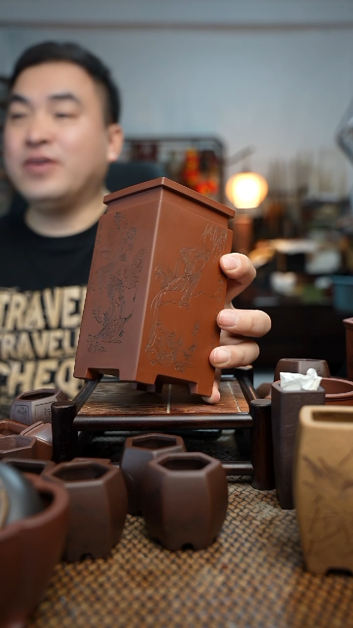 紫砂花盆听****天長木軒精品紫砂