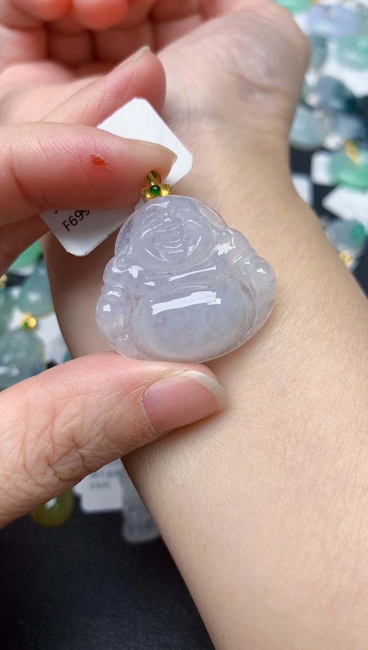 颈饰18K金镶嵌翡翠天然缅甸A货翡翠
