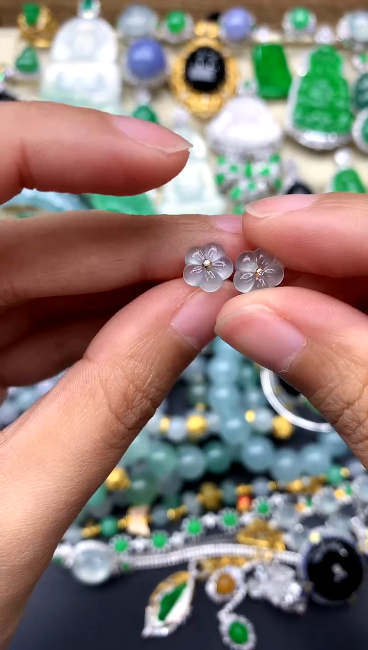 【闪购商品】翡翠耳饰18K金镶嵌145-中国好珍宝