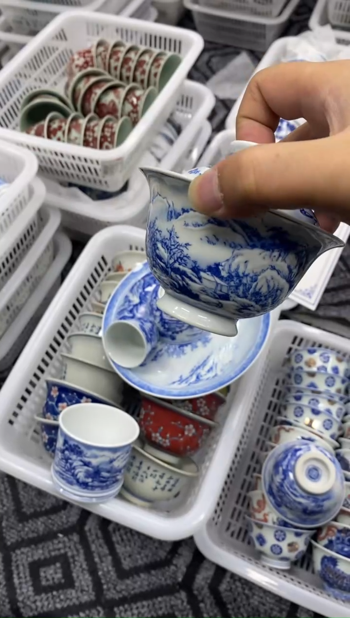 陶瓷景德陶瓷小店雪景2柴盖碗