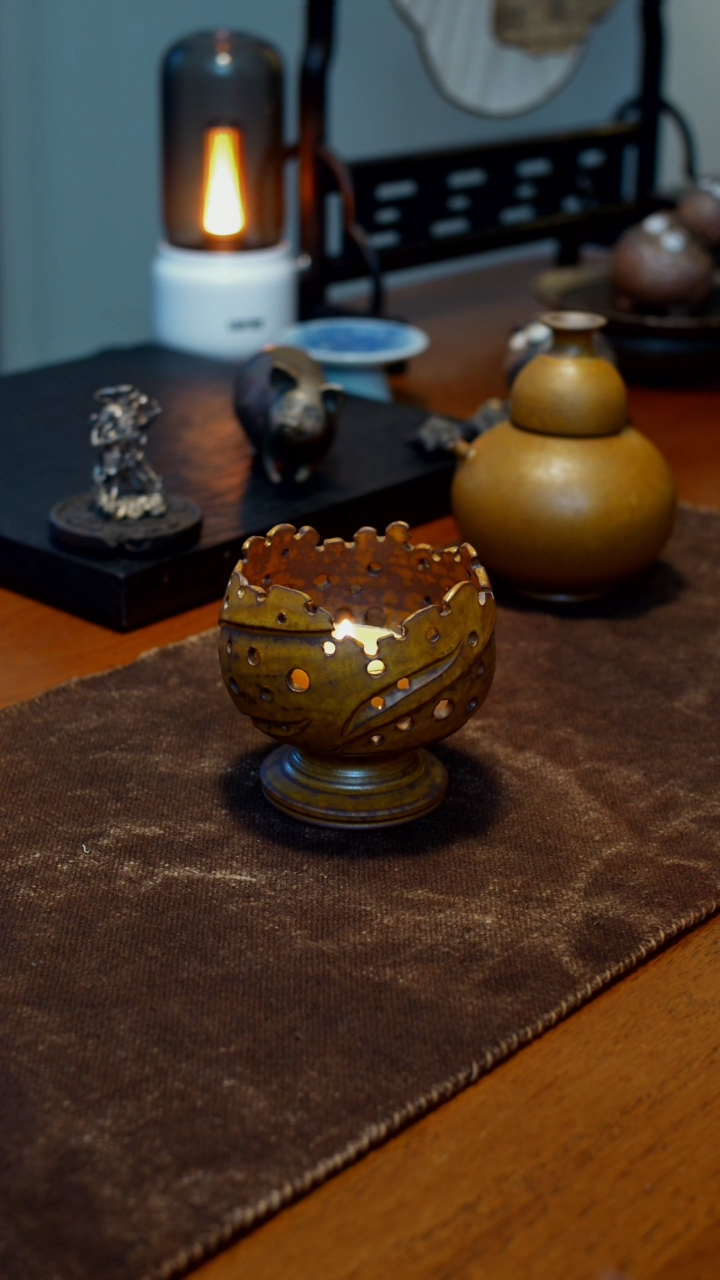 【闪购商品】镂空烛台陶泥手作摆件