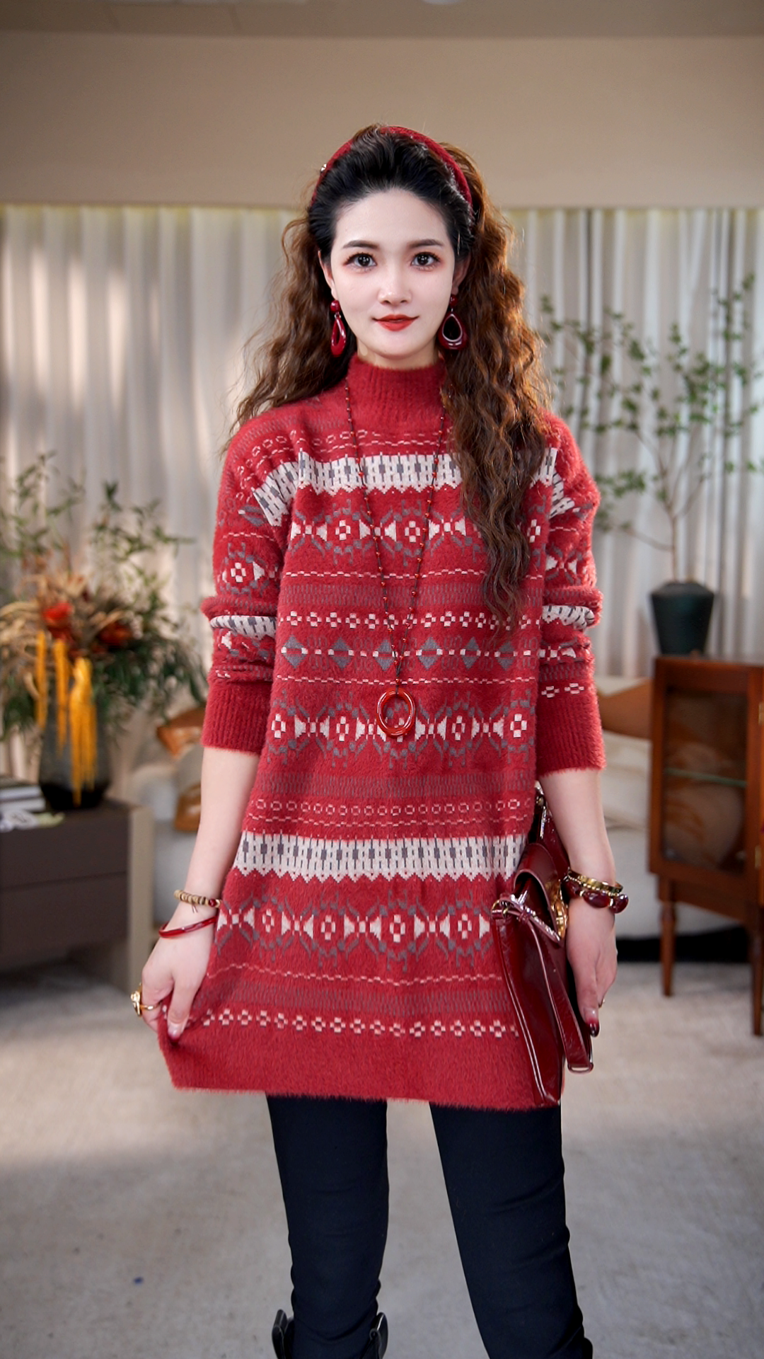 高端品质【晚砧】冬季新款针织保暖洋气加厚毛衣上衣-3383#