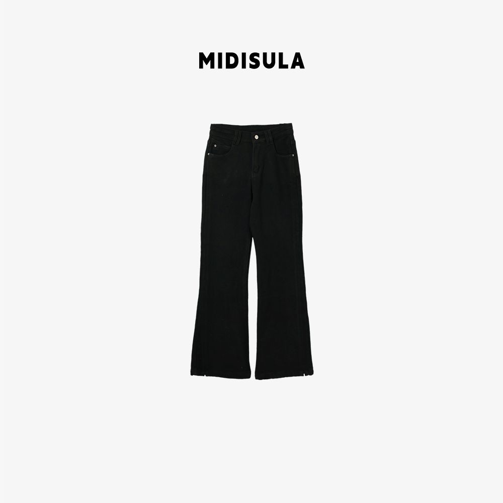 MDSL·秋季新款时尚欧货水洗高腰弹力显瘦加绒喇叭牛仔裤#02362