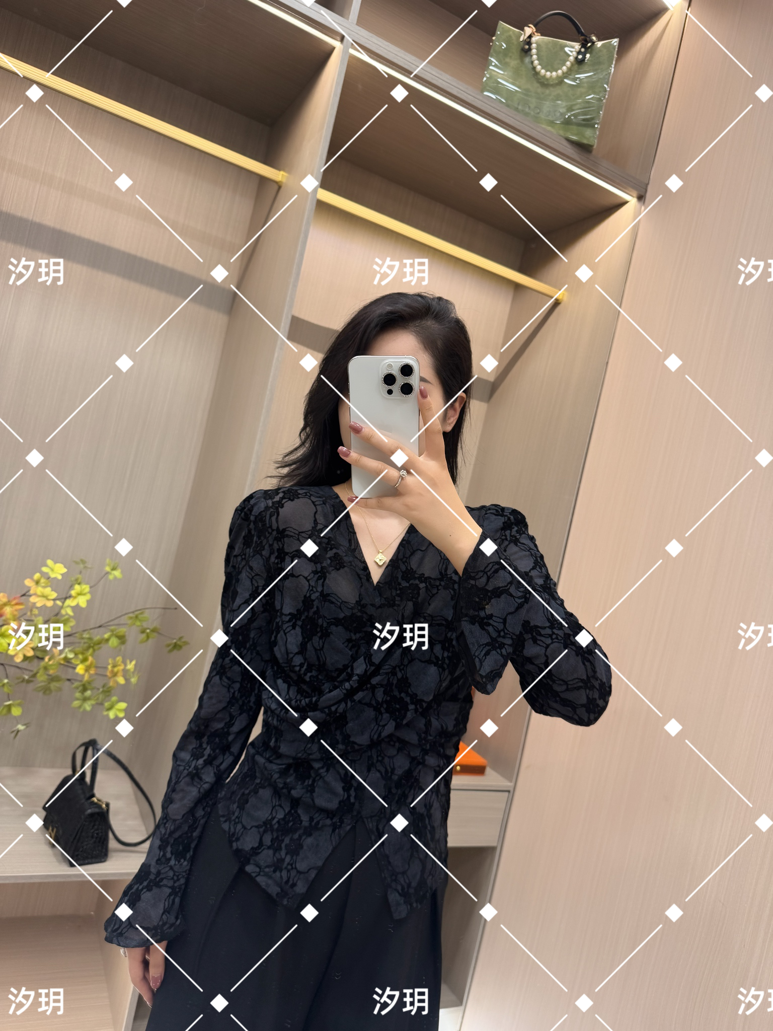 XIYUE 秋季法式精准显瘦交叉v领打底衫女百搭时髦长袖上衣2
