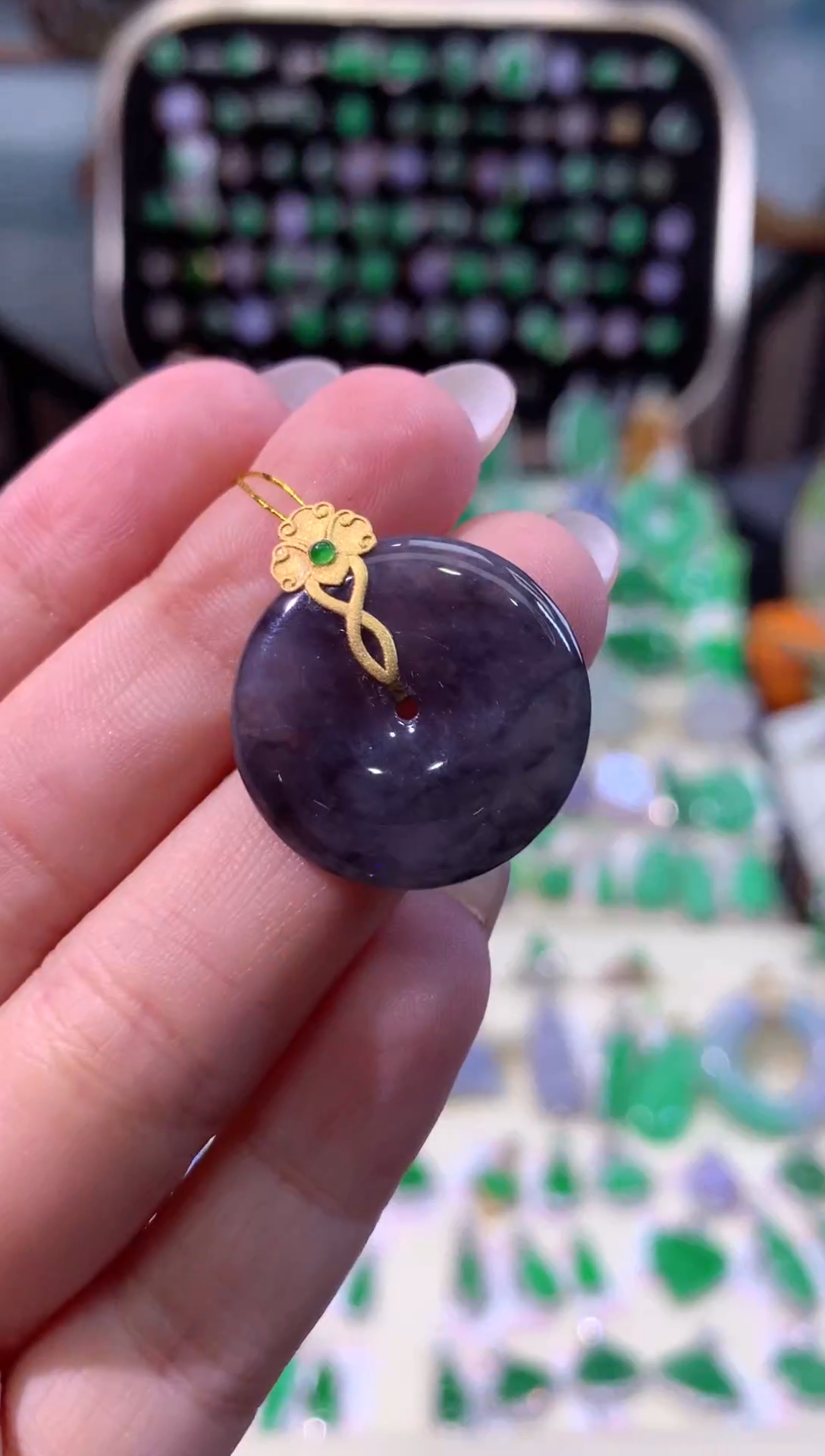 【闪购商品】翡翠颈饰18K金镶嵌缅甸天然A货翡翠