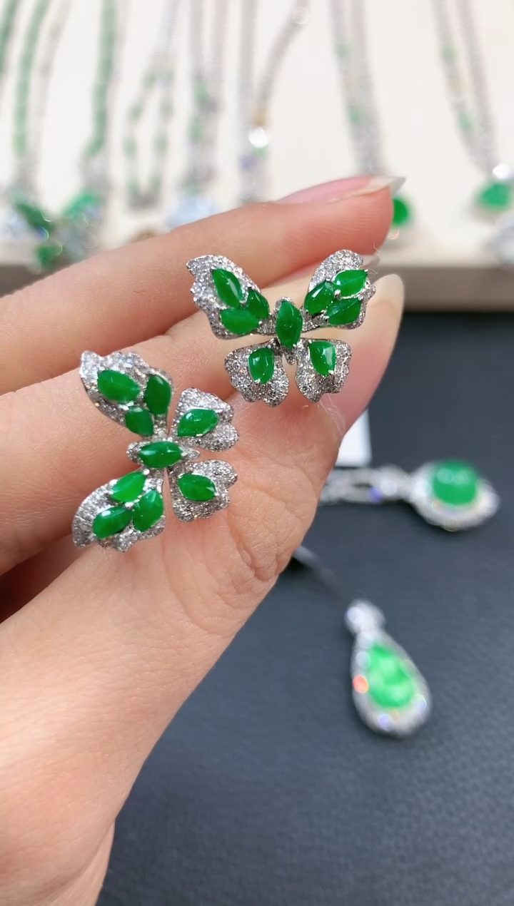 【闪购商品】翡翠耳饰18K金镶嵌m95 不退换