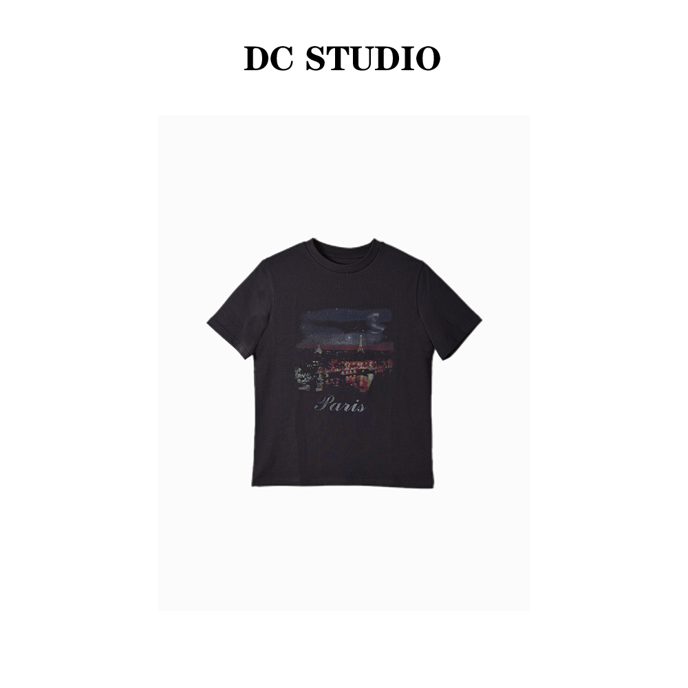 Syan【摇滚甜心】2025春夏时尚印花重工水洗圆领T恤