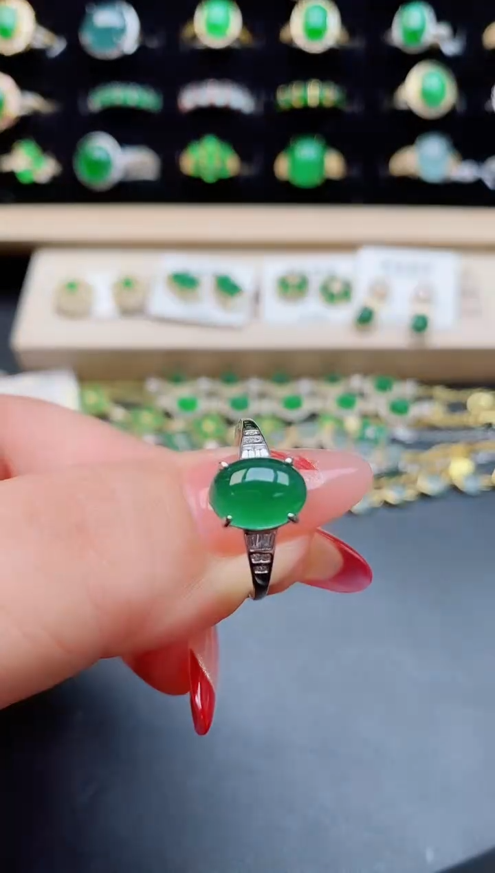 【闪购商品】翡翠戒指银S925镶嵌508550