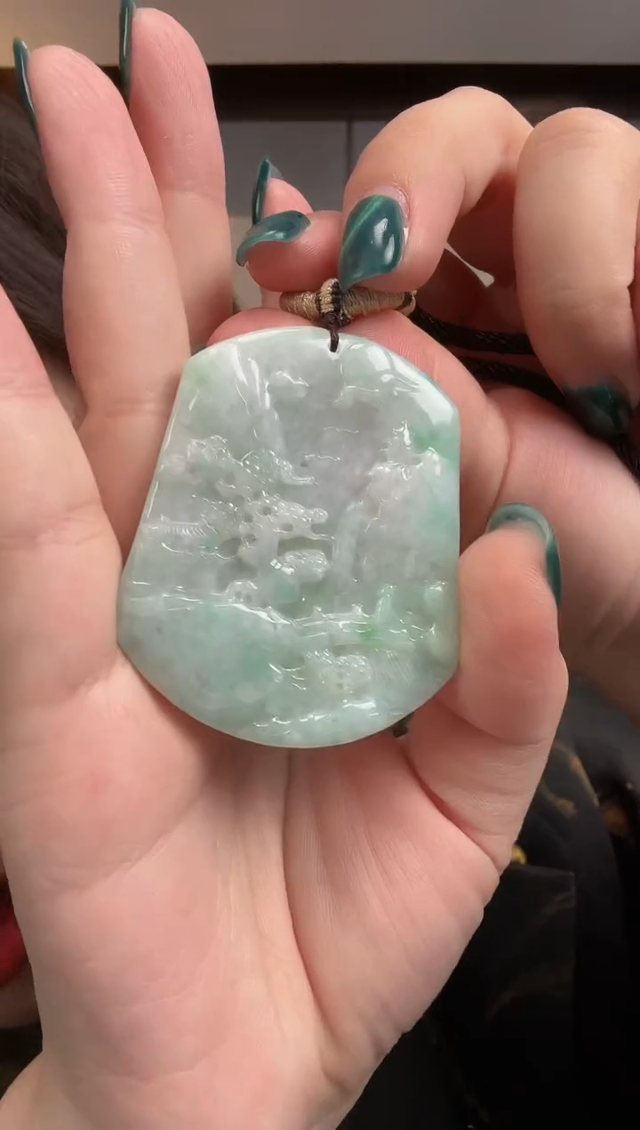【闪购商品】翡翠颈饰未镶嵌924山水牌一个