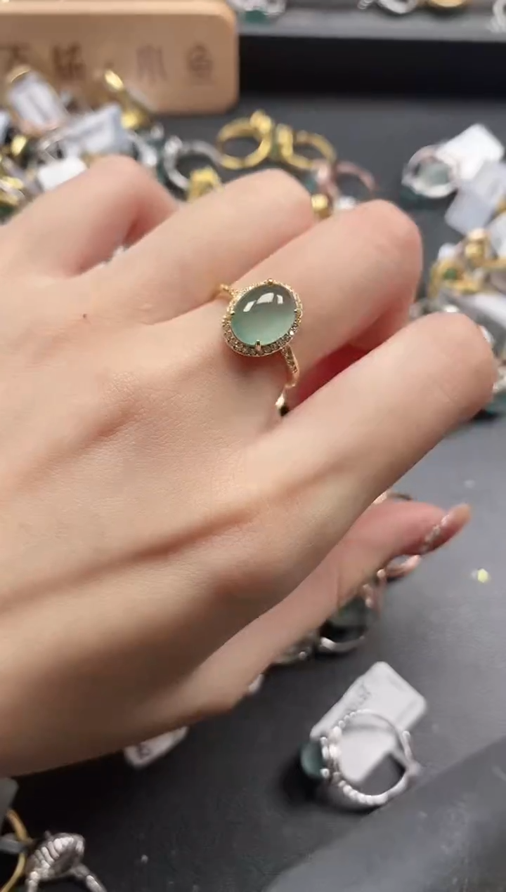 银S925镶嵌戒指翡翠51151