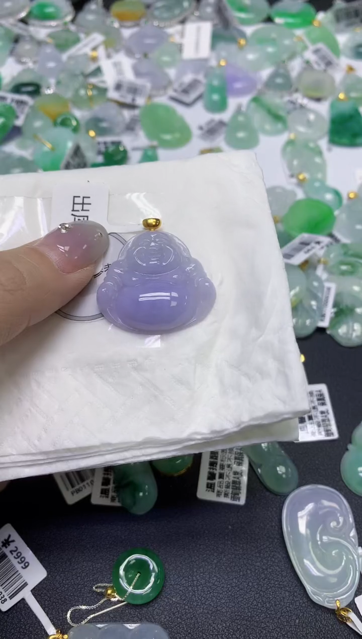 颈饰18K金镶嵌翡翠天然缅甸翡翠A货百元以上9元证书费自理