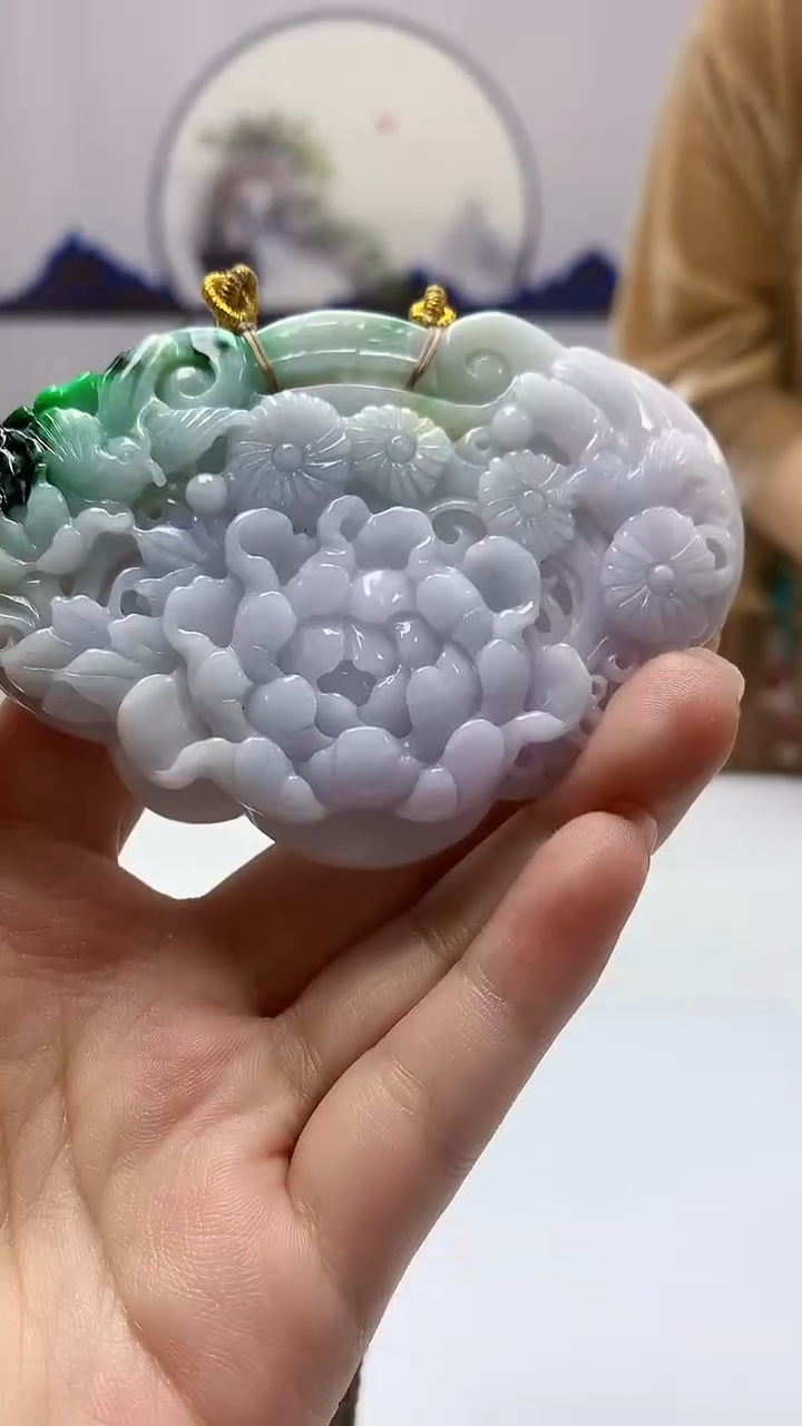 【闪购商品】定制翡翠未镶嵌4829ms-毛货挂件花牌102
