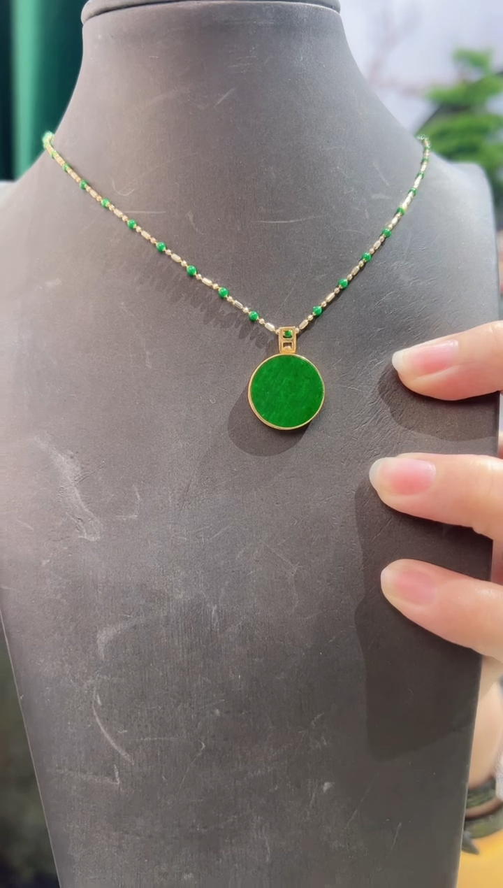 【闪购商品】翡翠颈饰18K金镶嵌8888888888888