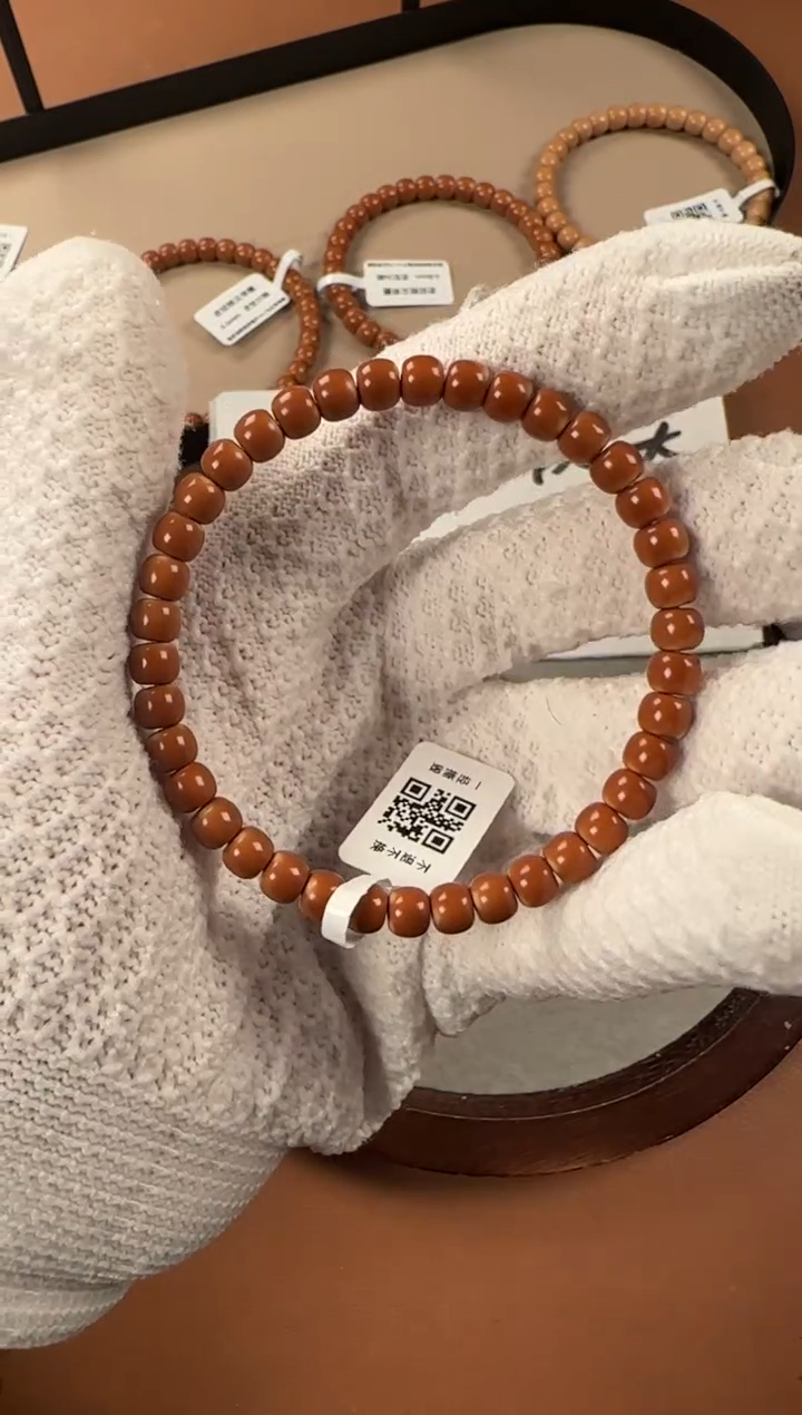 手串橄榄核6.1mm老挝核尖单圈，老挝老树核，倒角微微三花筋线