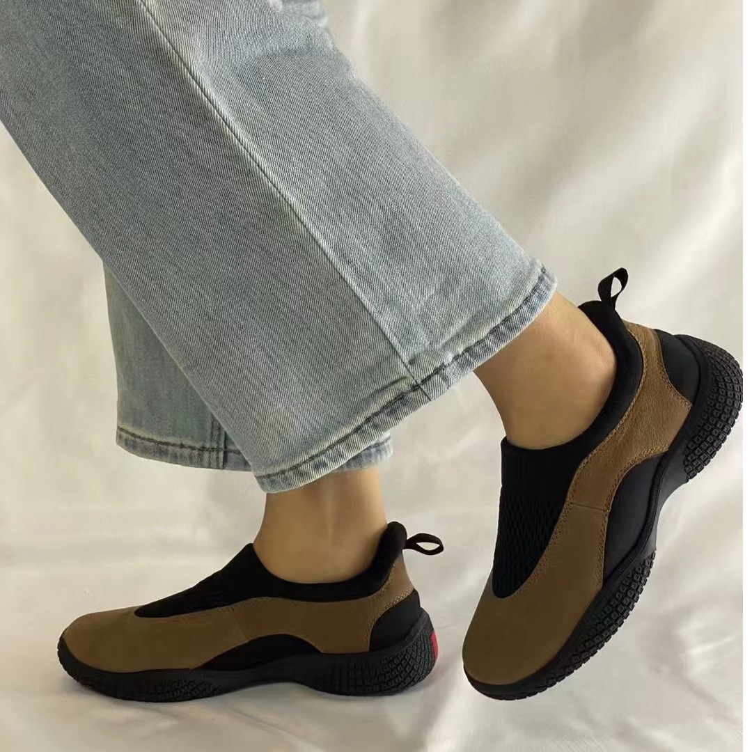春秋季拼接弹力布舒适 一脚蹬休闲鞋百搭回头女鞋时尚轻便低帮