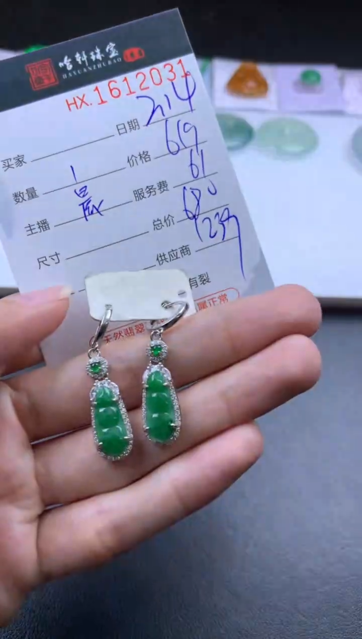 【闪购商品】翡翠挂件未镶嵌  哈轩 耳饰一对