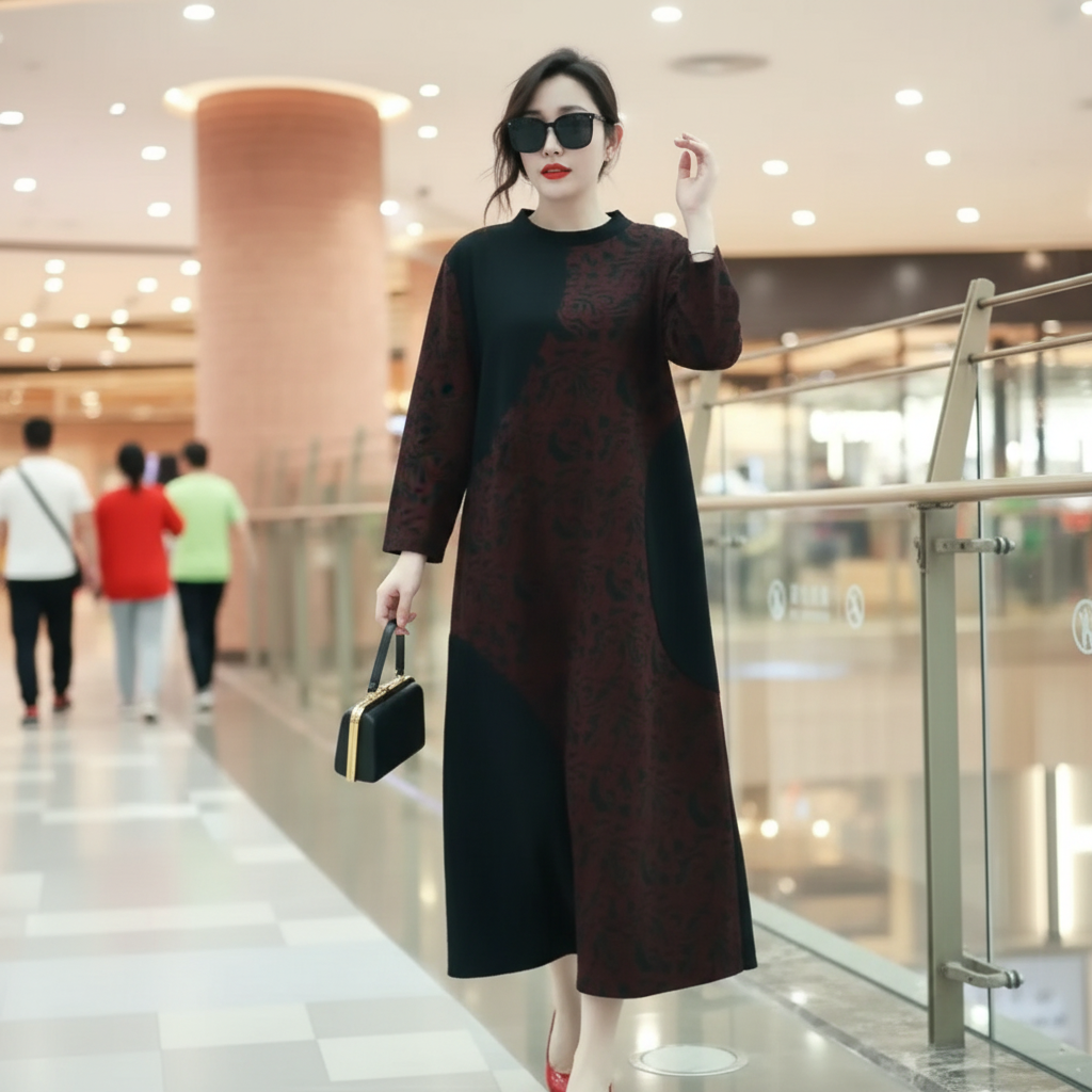 新款轻奢气质显瘦秋冬连衣裙5771