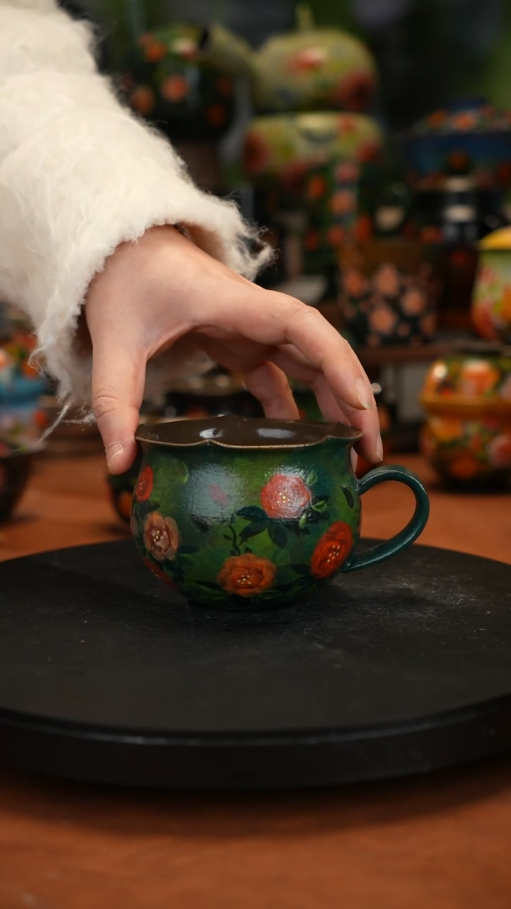 紫砂油画手绘釉下彩