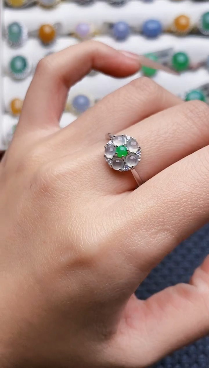 银S925镶嵌戒指翡翠3994