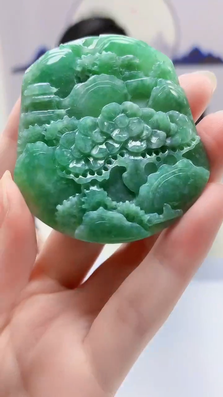 【闪购商品】定制翡翠未镶嵌5152zm-毛货挂件山水120