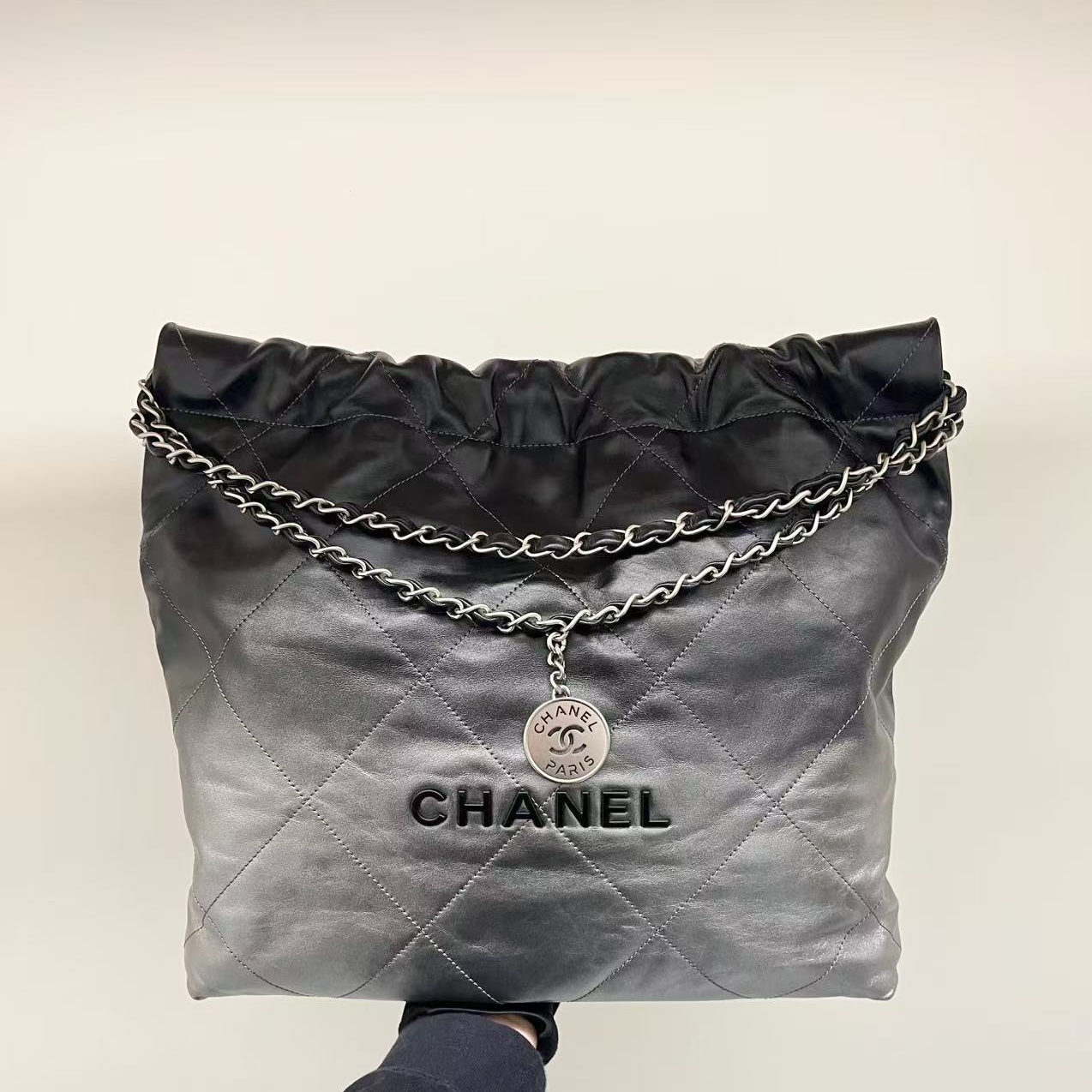 95新 Chanel/香奈儿 二手正品 CHANEL 24c 黑银渐变 22bag中号