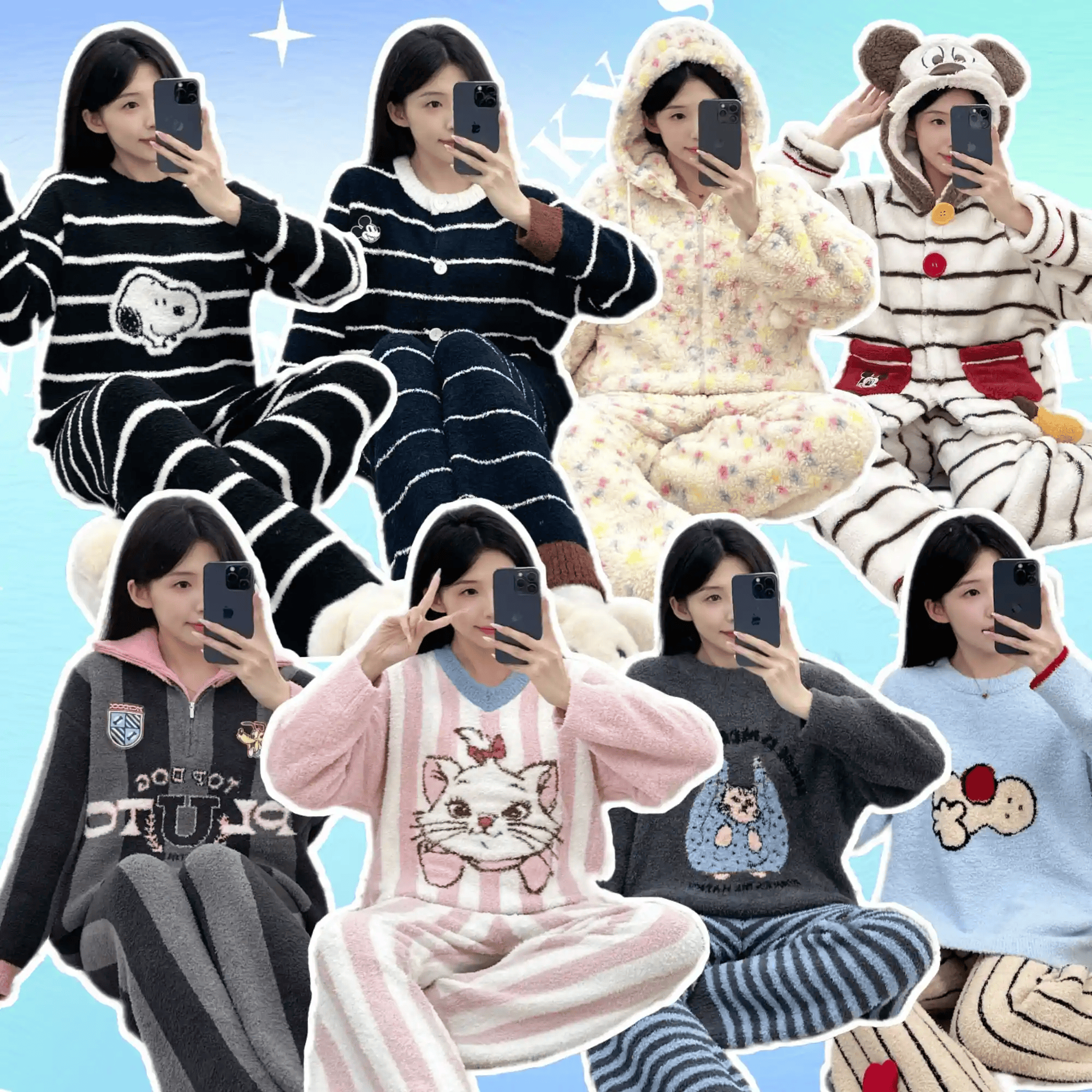 【3号链接】2025韩系睡衣女卡通宽松冬季家居服秋冬季加厚保暖套装