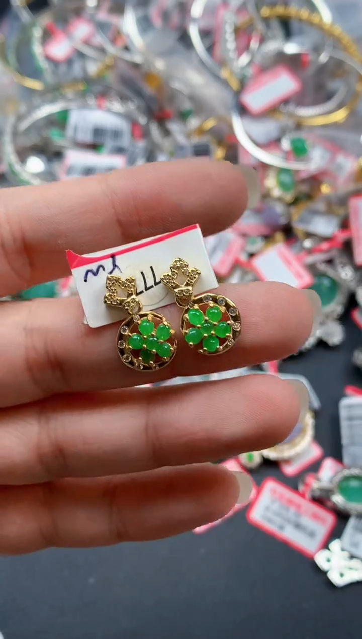 银S925镶嵌戒指翡翠天然A货缅甸翡翠