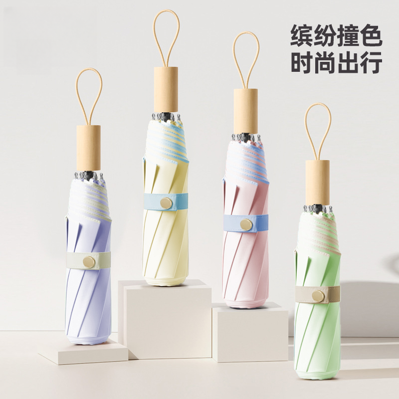 Hong Ye/红叶便携折叠2025小巧手柄雨伞加大加固加厚抗品牌伞双11